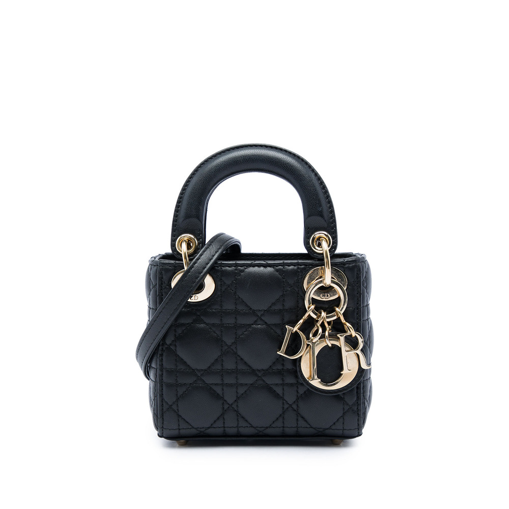 Pre-Loved Dior Micro Lambskin Cannage Lady Dior